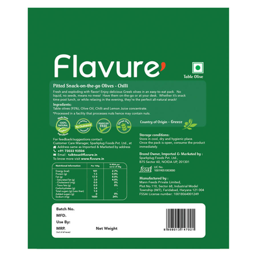 Flavure Snack-On-The-Go Olives Chilli - Swadesiicart