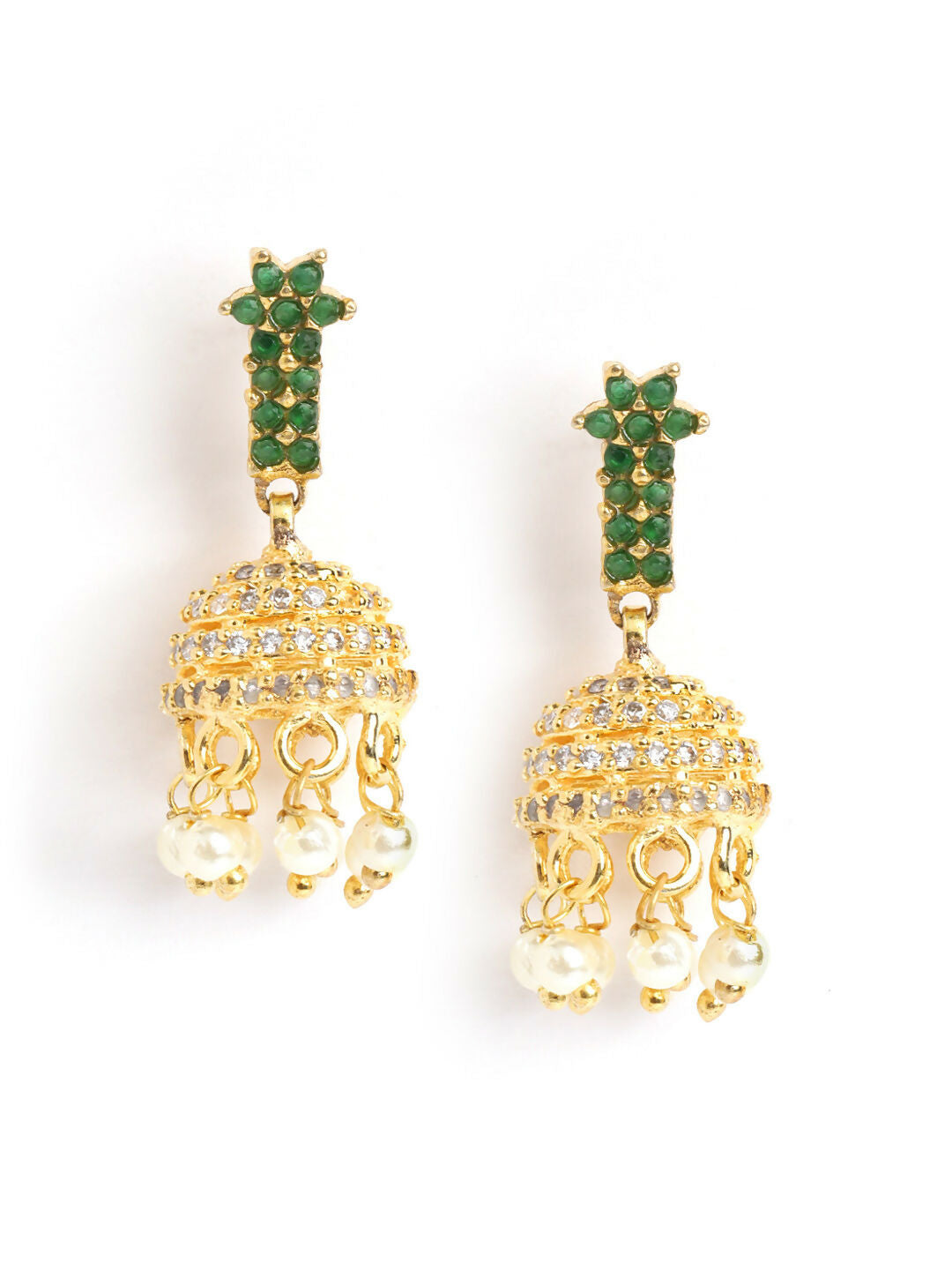 Nuyug 22K Gold Plated Pearl Belle Mini Jhumki Earrings | Swadesiicart