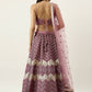 House of Panchhi Lavender - Net Embroidered Lehenga with Zig-Zag Pattern | Swadesiicart