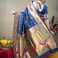 Jyoti Fashion Women's Blue Paithani Silk Zari Woven Saree with Blouse | Swadesiicart