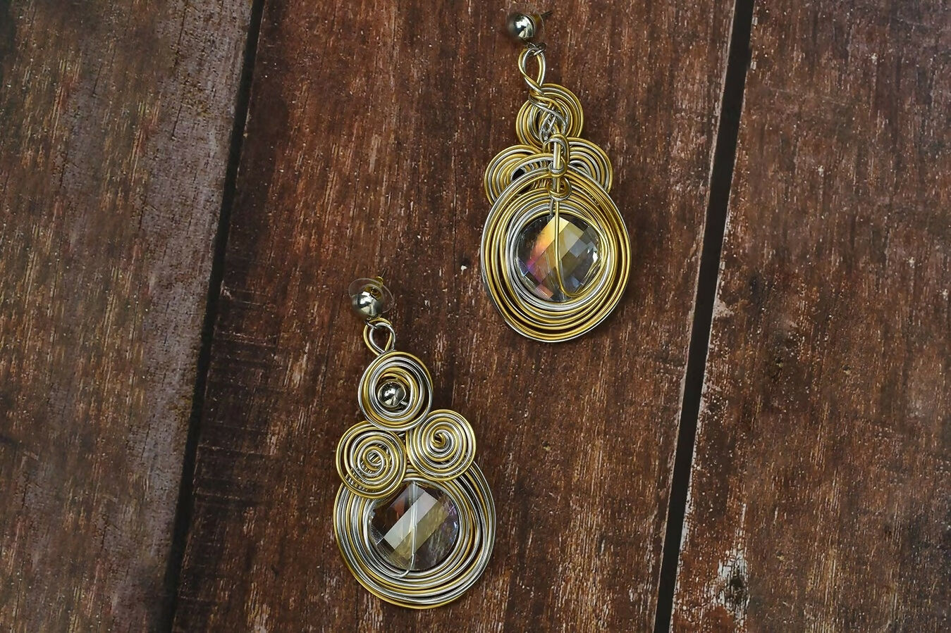 Joban Fashion Women Brass Golden White Ad Earrings - Swadesiicart