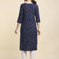Anubhutee Women's Rayon Regular Straight Navy Blue Kurta | Swadesiicart