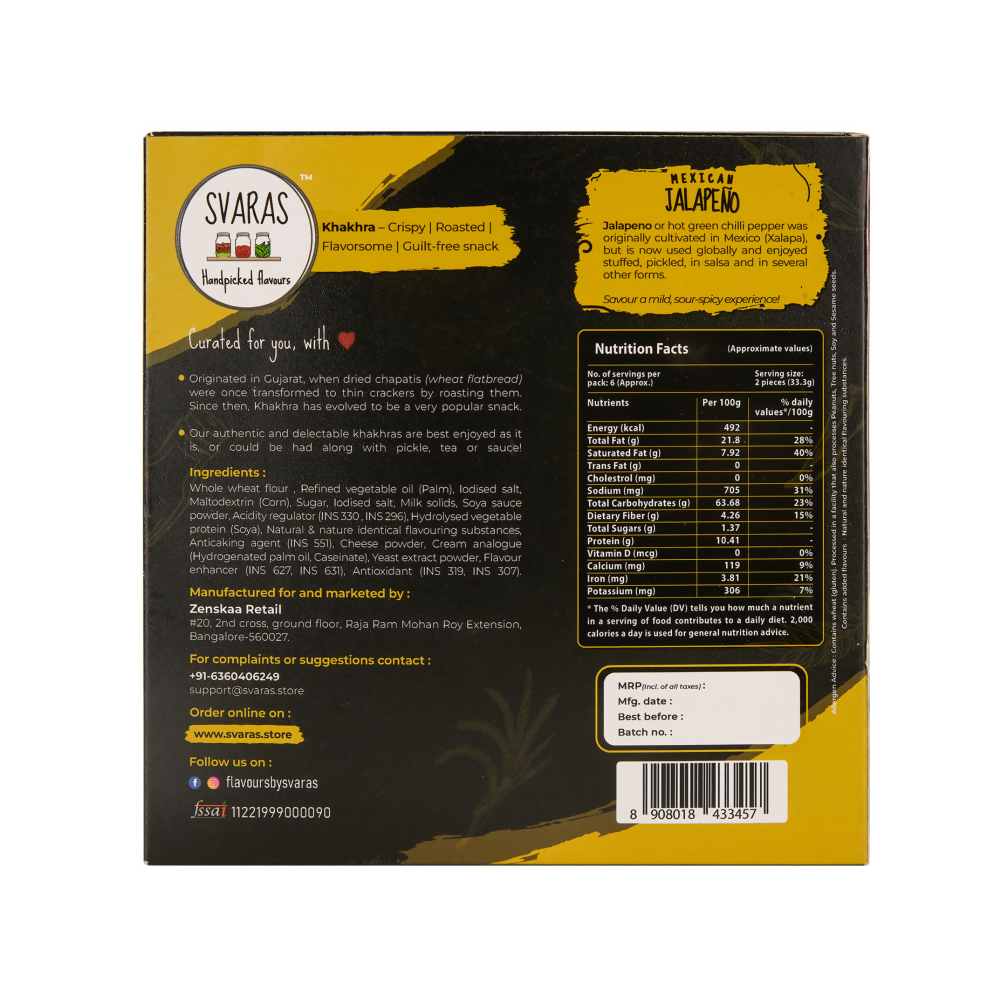 Svaras Mexican Jalapeno Khakhra (New) - Swadesiicart