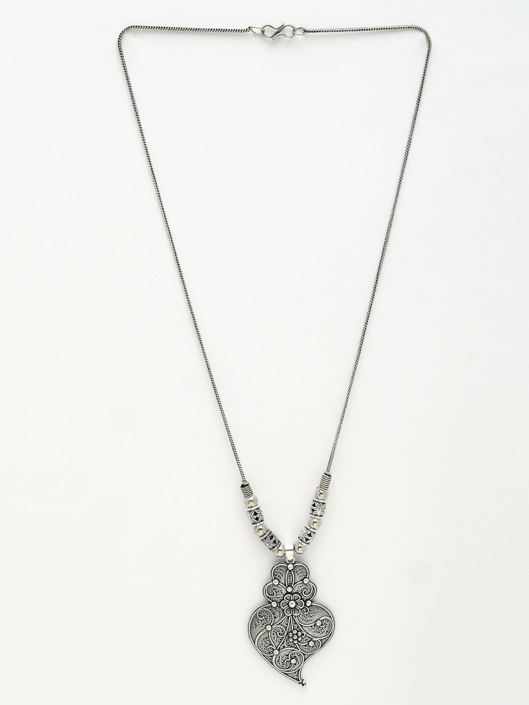 NVR Women's Silver-Toned German Silver Oxidised Pendant with Chain | Swadesiicart
