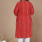 Miravan Women's Plus Size Festive Wear Red Bandhani Printed Straight Kurta - Swadesiicart