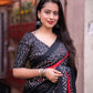 Black Silk Blend Ethnic Motifs Saree with Unstitched Blouse - A2M