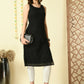 Myshka Women's Black Georgette Sleeveless Straight Party Kurta - Swadesiicart