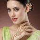 NVR Women's Gold-Polished CZ Stone-Studded Handcrafted Ring Bracelet - Swadesiicart