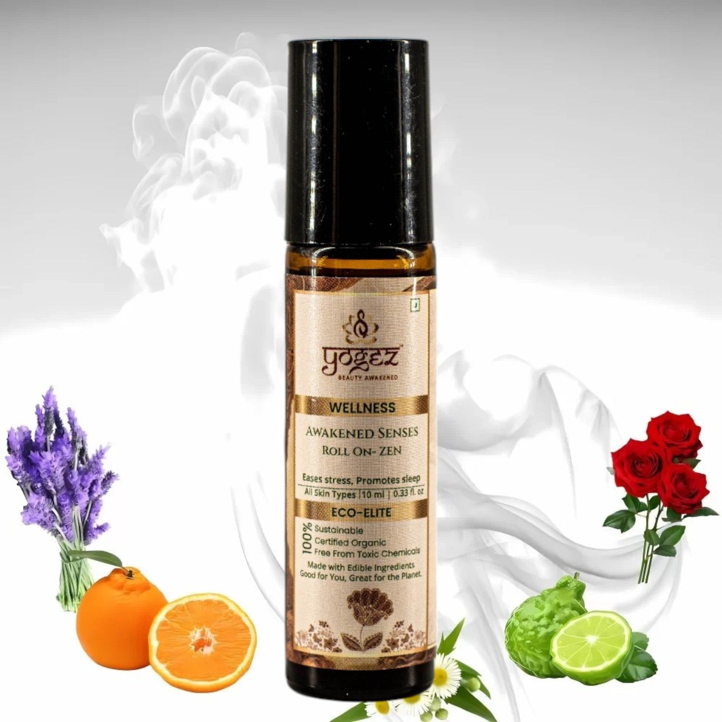 Yogez Awakened Senses Temple Roll-On- ZEN- aromatherapy blend to ease stress and to induce sleep - Swadesiicart
