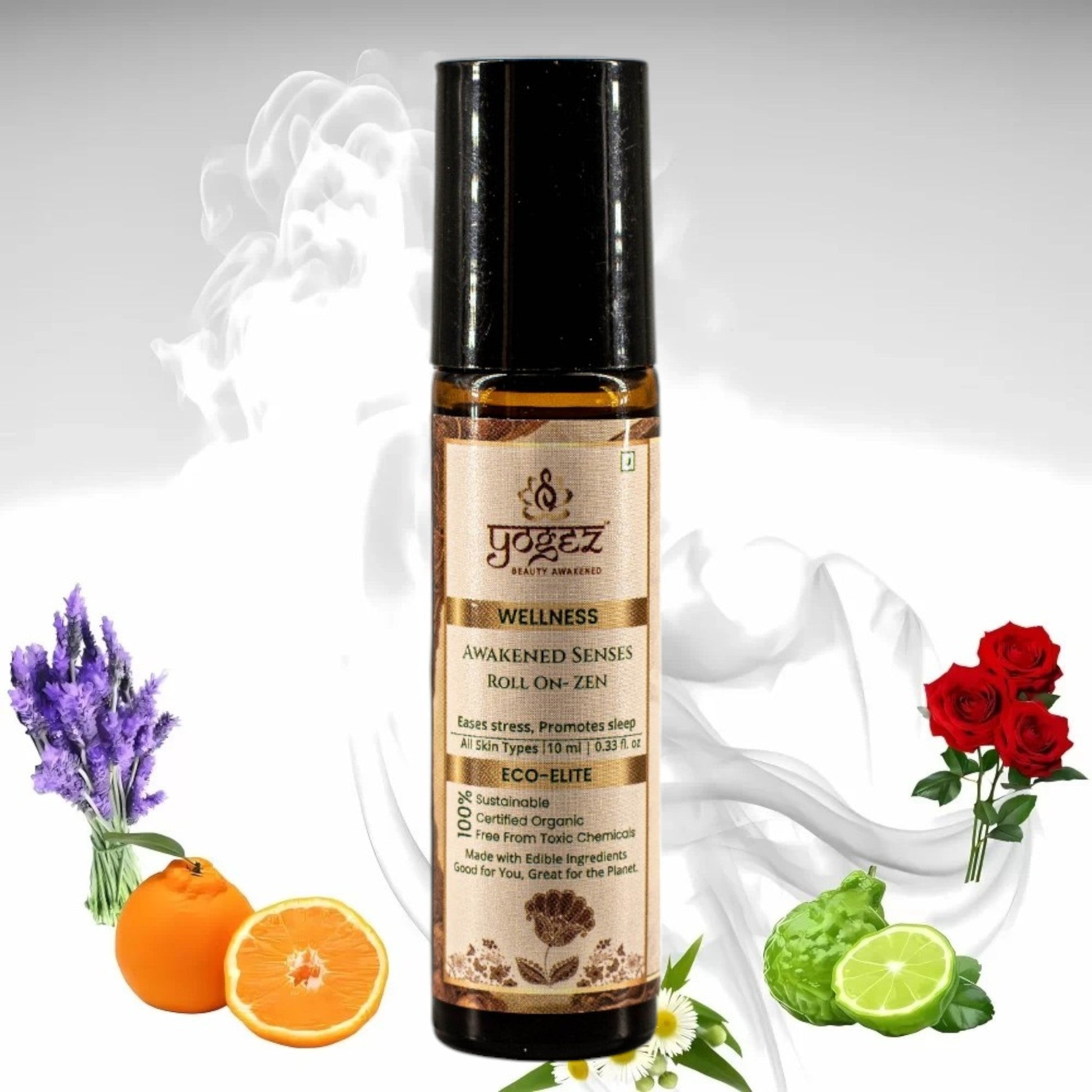 Yogez Awakened Senses Temple Roll-On- ZEN- aromatherapy blend to ease stress and to induce sleep - Swadesiicart