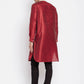 Even Apparels Red Art Silk Men's Kurta With Contrast Collar And Placket | Swadesiicart