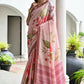 Vishnu Weaves Women's Pink Satin Silk Printed Saree with Blouse - Swadesiicart