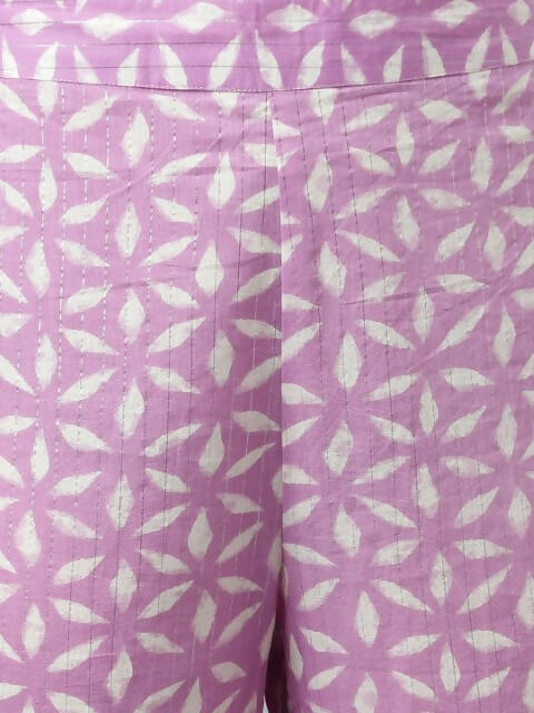 FIORRA Women's Lavender Lurex Cotton Flared Kurta Pant With Dupatta - Swadesiicart