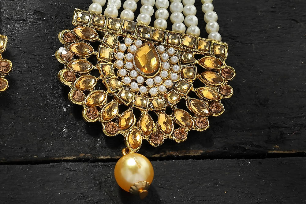 Mominos Fashion Johar Kamal Earrings With Kundan & Pearls Work - Swadesiicart
