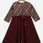 Ahalyaa Wine Crepe Glitter Print Kids Kurta For Girls | Swadesiicart