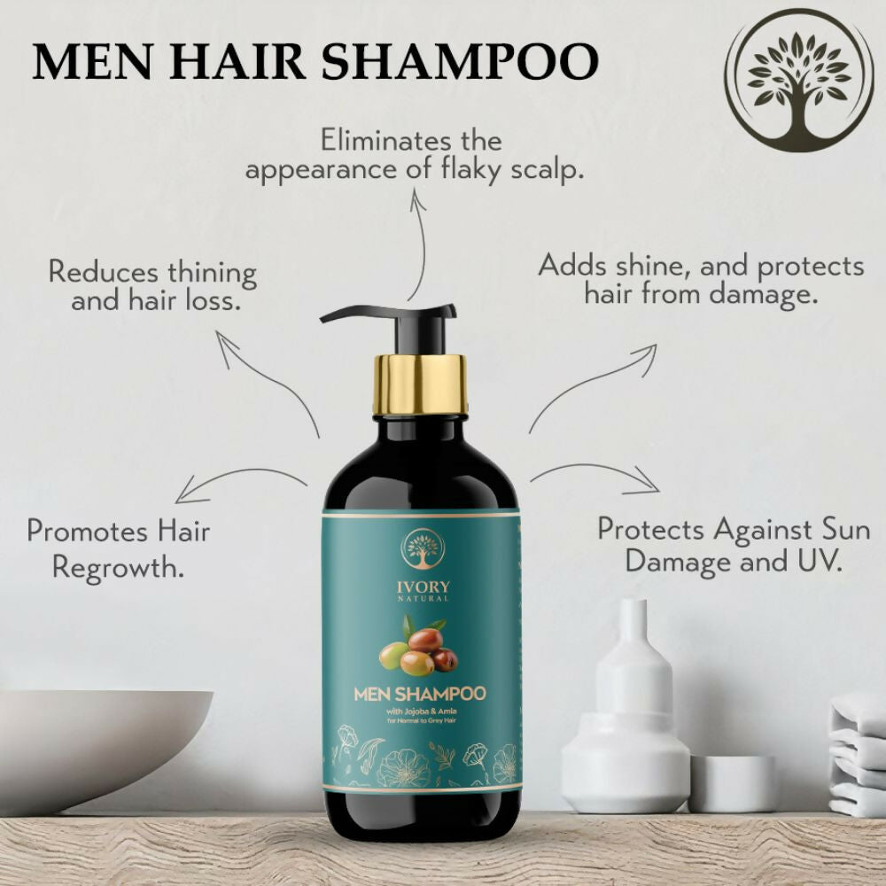 Ivory Natural Men Shampoo For Deep Cleansing, Scalp Wellness, Hair Shine & Dandruff Control | Swadesiicart