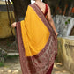 Joban Fashion Yellow Crepe Chiffon Pure Handloom Banarasi Silk Saree | Swadesiicart