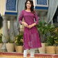 Juniper Women's Wine Beautiful Printed Liva Rayon A-Lined Kurta For Women - Swadesiicart