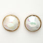 NVR Wome's Gold-Polished Pearl Studded Circular Studs Earring | Swadesiicart