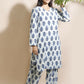 Breathables Women’S Cream Cotton Indian Motif Butta Loungewear Co-Ord Set – Long Kurta & Pants