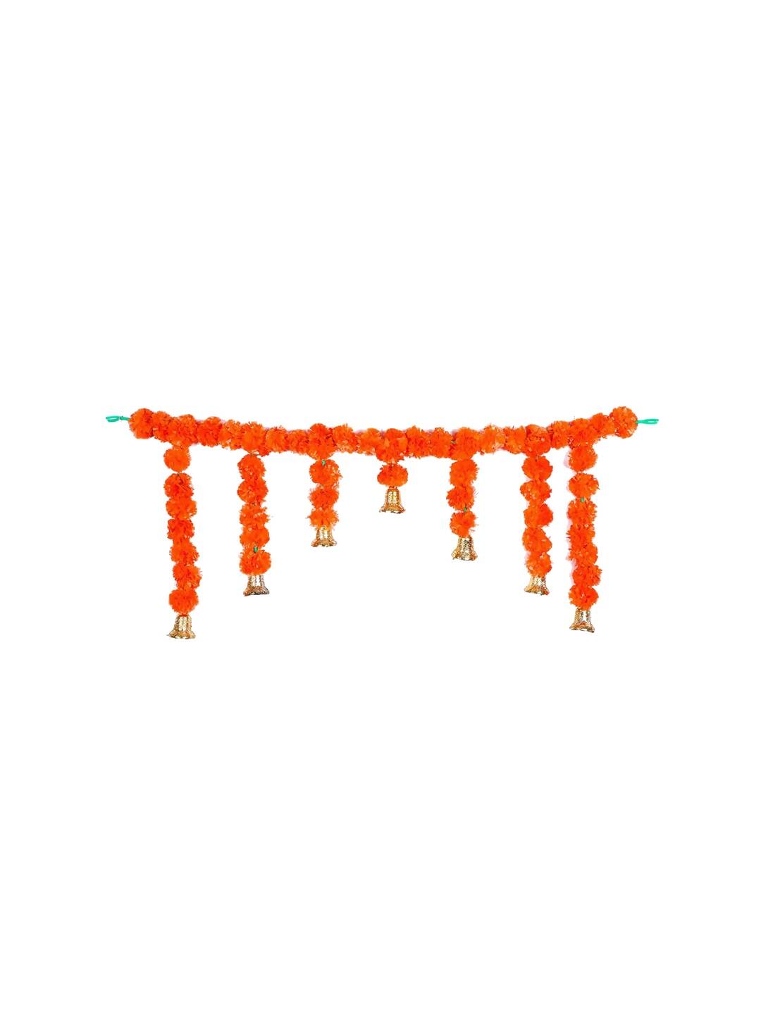 Tied Ribbons Orange Hanging Marigold Flowers Garland | Swadesiicart
