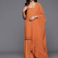 Ahalyaa Women's Traditional wear Kurta Set - Orange | Swadesiicart