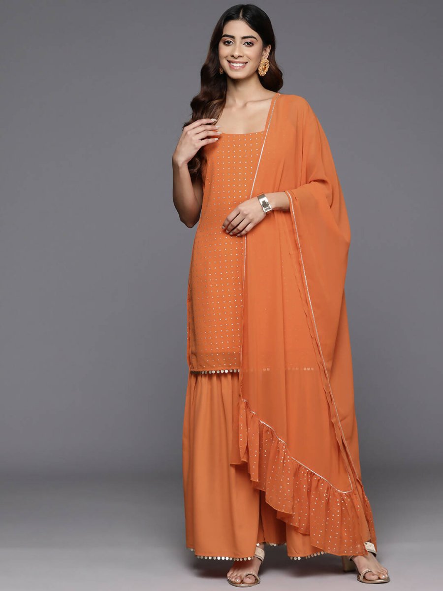 Ahalyaa Women's Traditional wear Kurta Set - Orange | Swadesiicart