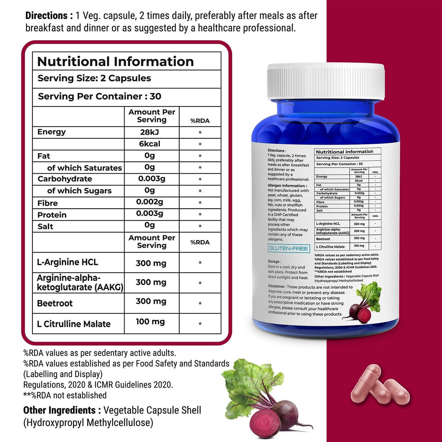 Biovitalia Organics Nitric Oxide Capsule L-Arginine | Swadesiicart
