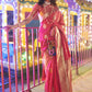 Beautiful Hot Pink Handloom Weaving Silk Saree - Emponline | Swadesiicart