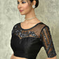 Black Silk Solid Designer Saree with Blouse - Purvi