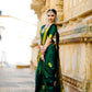 DEIANA'S Beautiful Designer Golden zari Soft Lichi Silk Saree - Green - Swadesiicart