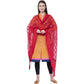 A R Silk Women's Heavy Mirror Work Orgenza Cotton Red Dupatta