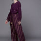 Ahalyaa Purple & Golden Printed Basic Jumpsuit - Swadesiicart
