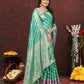 Lorenvalley Fashion Teal Soft Silk Woven Design with Zari Weaving Leheriya Design Saree - Swadesiicart