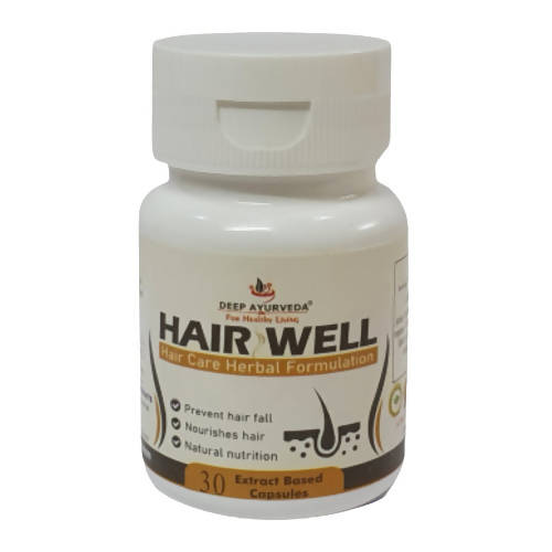 Deep Ayurveda Hair Well 500mg Veg Capsules - DEEP AYURVEDA