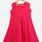 Ahalyaa Pink Crepe Floral Printed Kids Kurta with Jacket For Girls | Swadesiicart