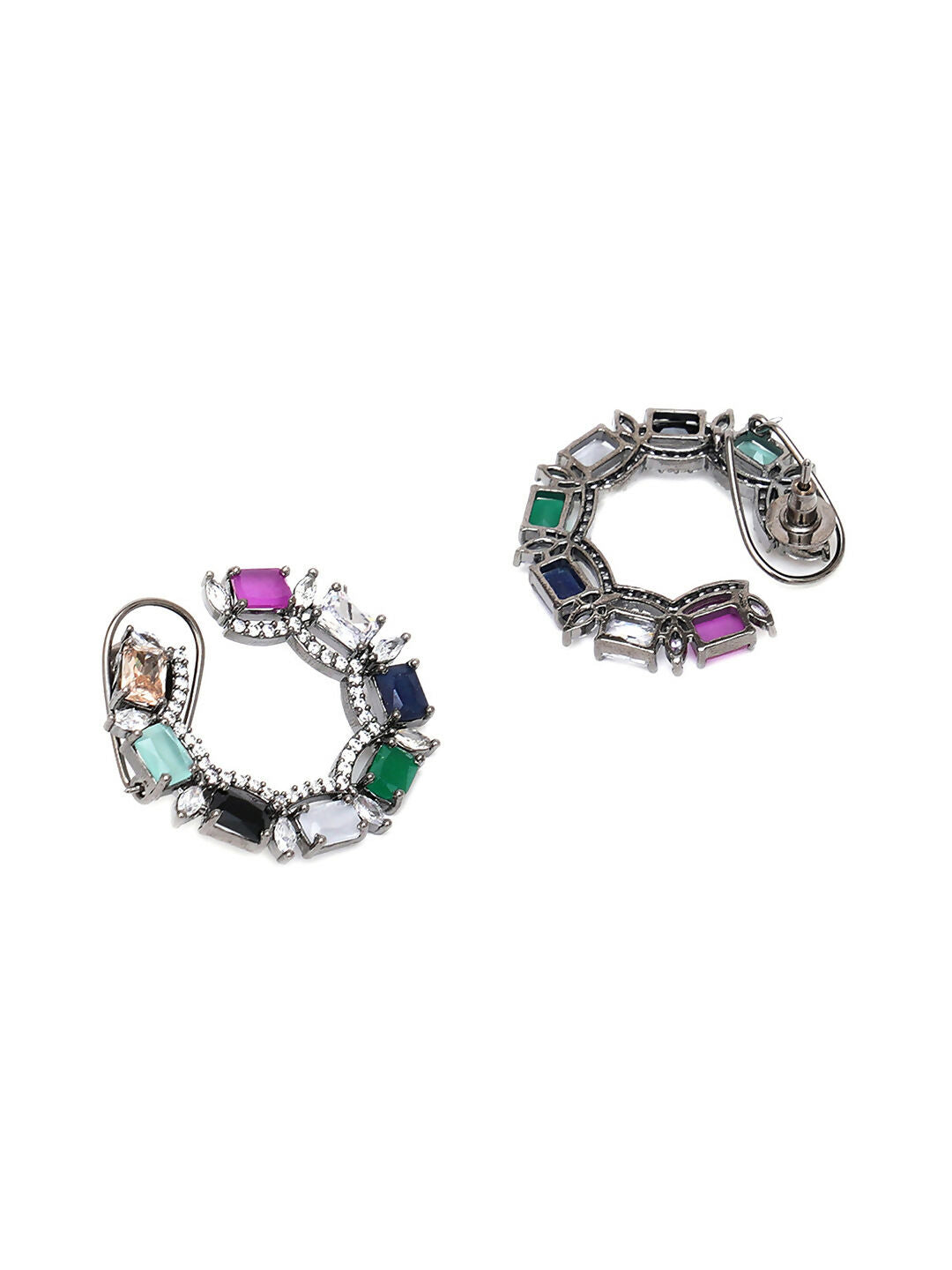 Multi Silver Stud Earrings- Ruby Raang | Swadesiicart