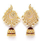 Gold-Polished Peacock Design Brass Kundan Stone Handcrafted Jhumka Latkan Earrings By House of Ree - Swadesiicart