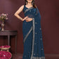 Ai Fashion Teal Soft Georgette Embroidery Party Wear Saree