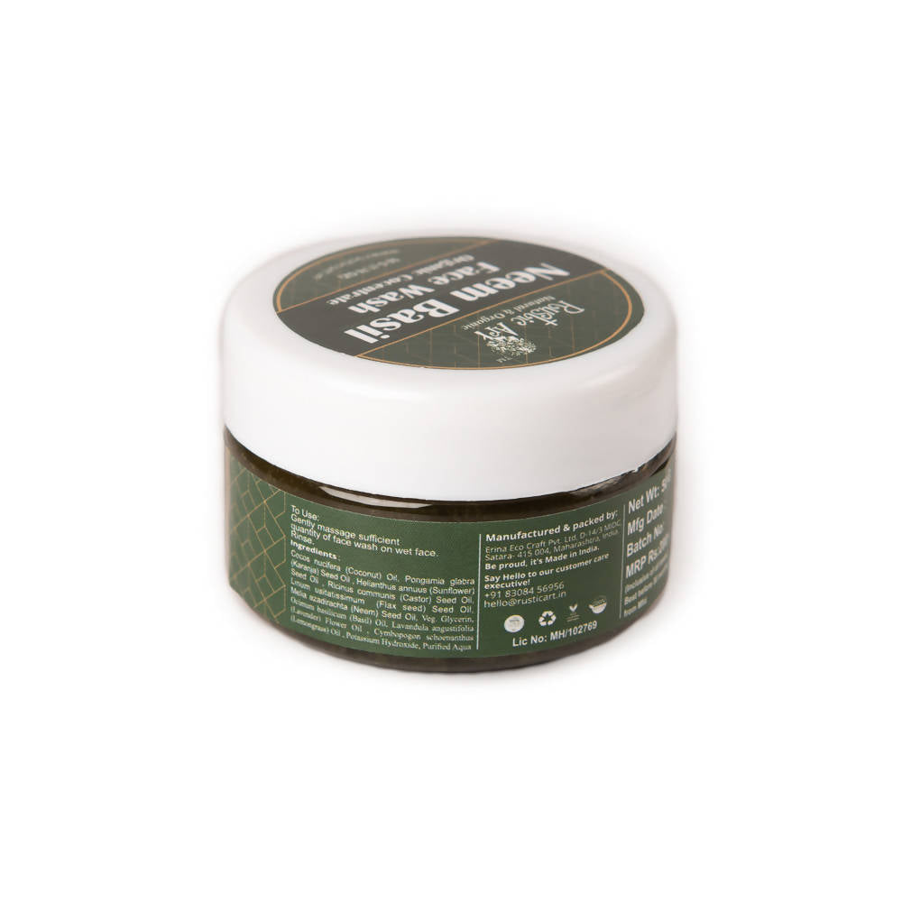 Rustic Art Neem Basil Face Wash Organic Concentrate - Swadesiicart