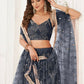 Black Butterfly Soft Net Embroidery With Real Mirror Work Lehenga Choli - Jihu Culture