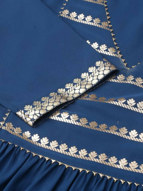 FIORRA Women's Turquise Blue Poly Crepe A-Line Kurta Set - Swadesiicart