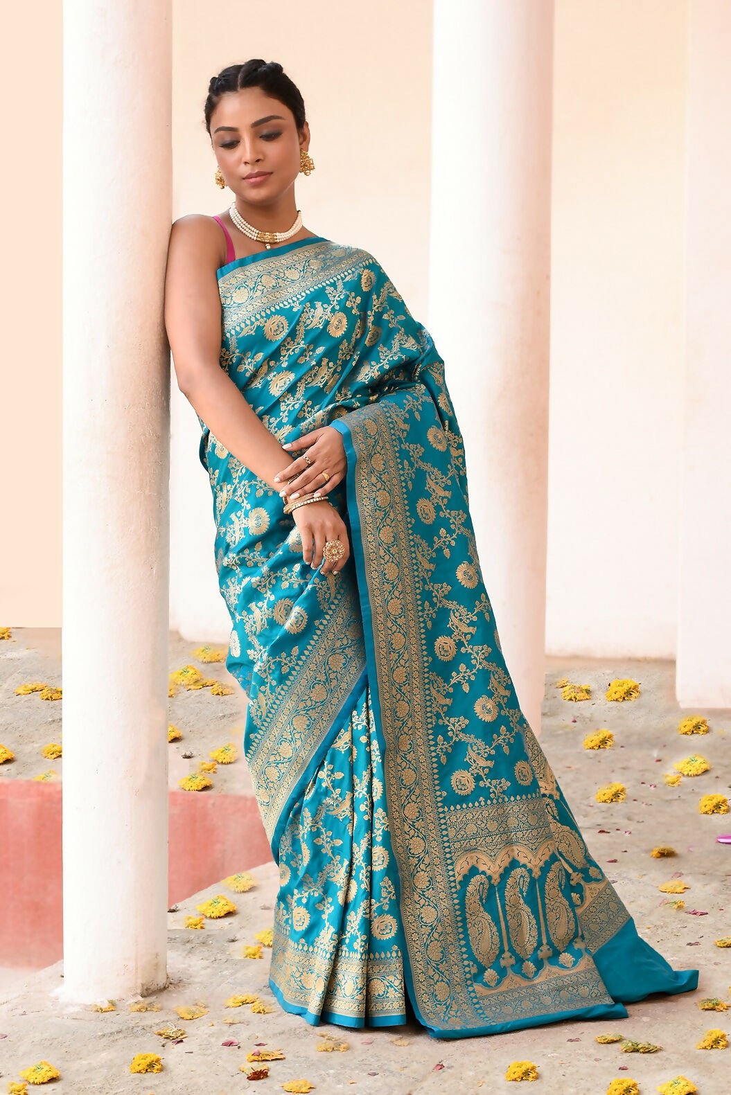 Joban Fashion Aqua Soft Pure Handloom Banarasi Silk Saree | Swadesiicart