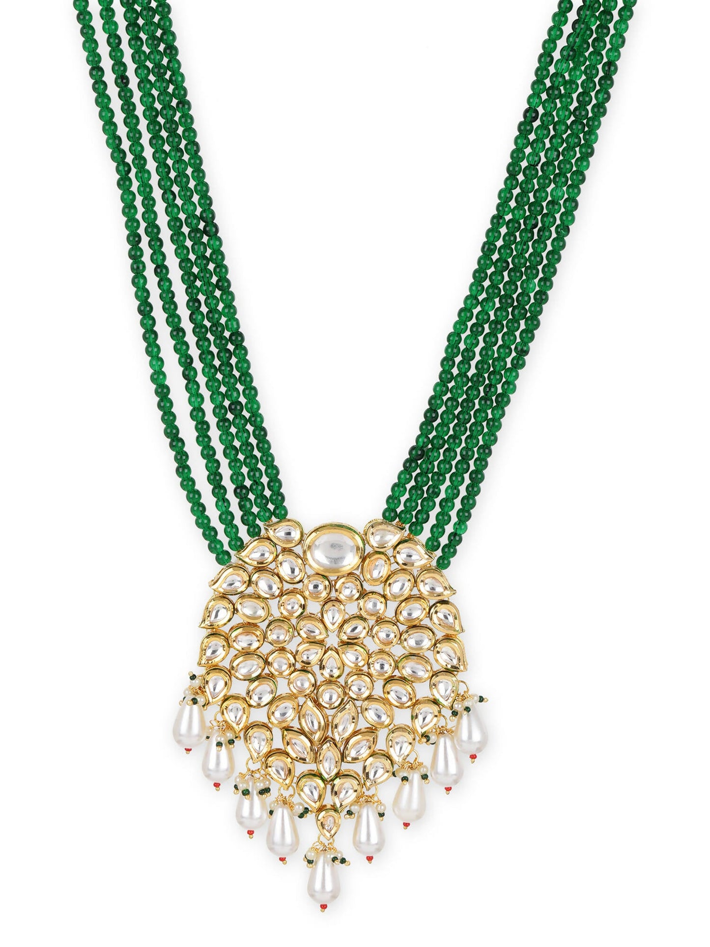 Gold-Toned Green Brass Gold-Polished Necklace - Ruby Raang | Swadesiicart