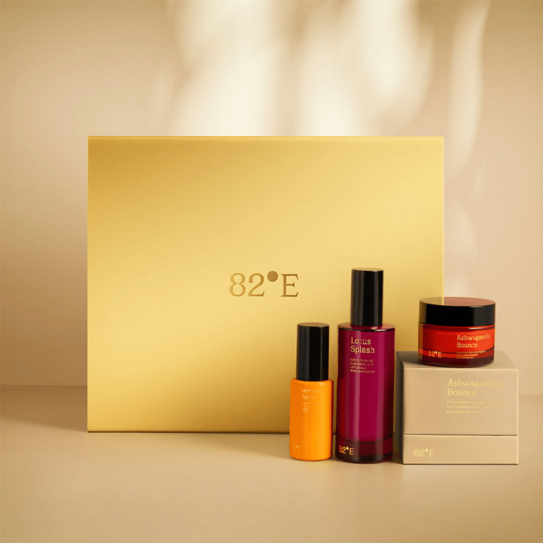 82°E By Deepika Padukone The Skincare Gift Kit In Gold | Swadesiicart