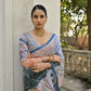 Vishnu Weaves Women's Blue Cotton Silk Saree with Blouse - Swadesiicart