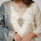 The52 Off White Beautiful Embroidered Viscose Chanderi Fabric Straight Kurta Pant with Dupatta Set - Swadesiicart