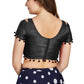 Aastha Fashion Women's Black Art Silk Pom Pom Lace Readymade Blouse