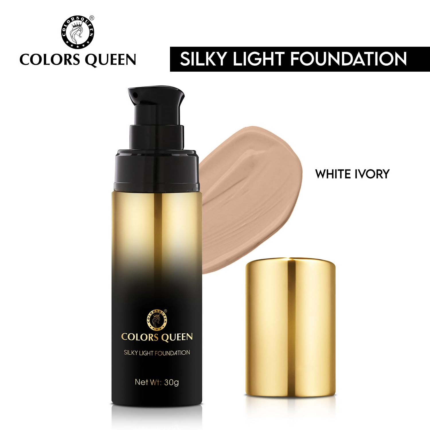 Colors Queen Silky Light Foundation - 01 White Ivory | Swadesiicart