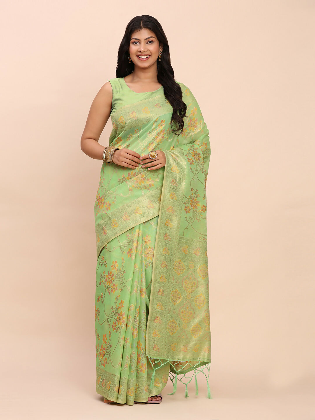 Shree Shyam Fashion Linen Cotton Green Saree